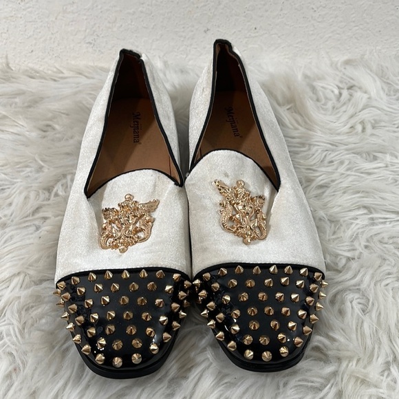 Meijiana Velvet Loafers Dress Shoes with Metal Embellishments Luxury Loafer 12 - Picture 2 of 16